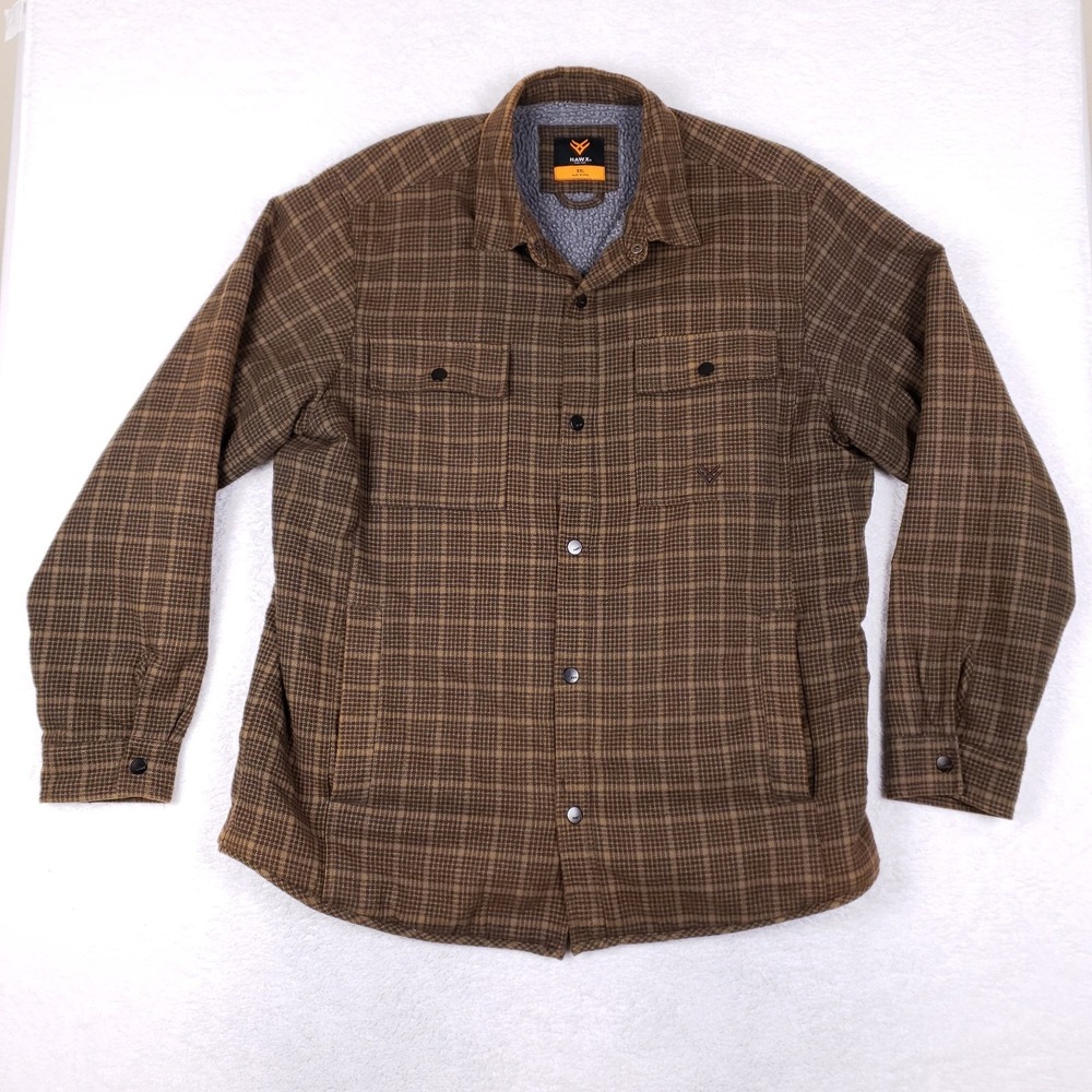 Hawx Sherpa Lined‎ Flannel Shirt Jacket XXL Brown